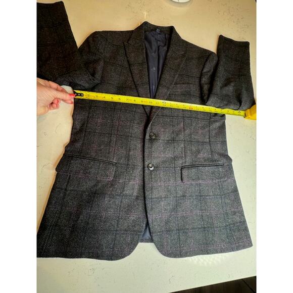 Jos. A. Bank Mens Sz 42R Gray Windowpane Jacket Tailored Fit Wool Blazer - Picture 8 of 12